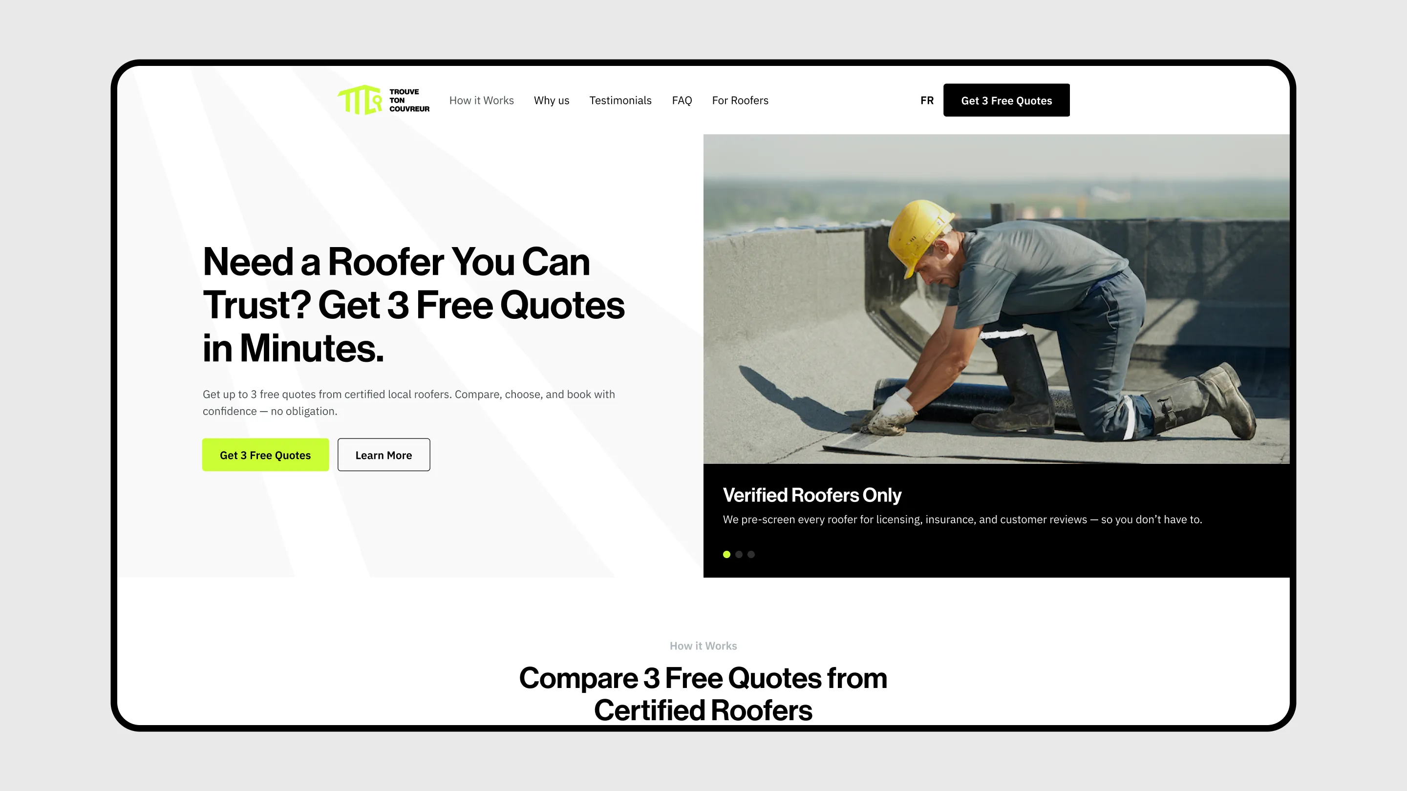 TTC Roofing Lead Generation website